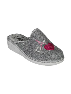 A Piedi Liberi Pantofole donna in feltro con zeppa - grigio