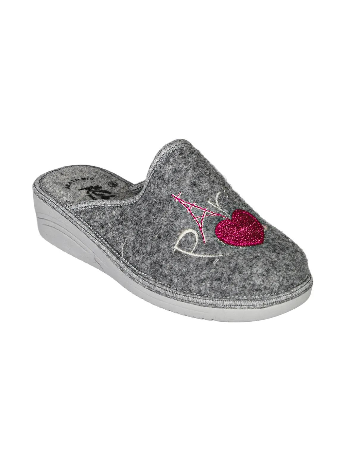 A Piedi Liberi Pantofole donna in feltro con zeppa - grigio