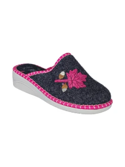 A Piedi Liberi Pantofole donna in feltro con zeppa - blu scuro