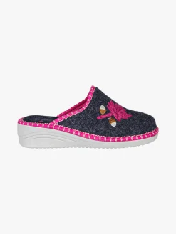 A Piedi Liberi Pantofole donna in feltro con zeppa - blu scuro
