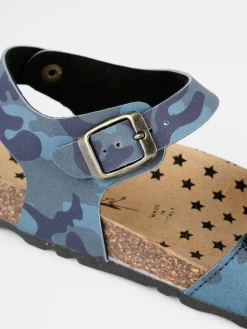 A Piedi Liberi Sandali aperti con stampa mimetica blu