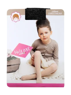 Aquilone Collant da bambina in micro lurex - nero
