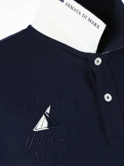 Armata Di Mare Polo da uomo a maniche corte in cotone con stampe - blu scuro