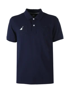 Armata Di Mare Polo da uomo a maniche corte in cotone con stampe - blu scuro