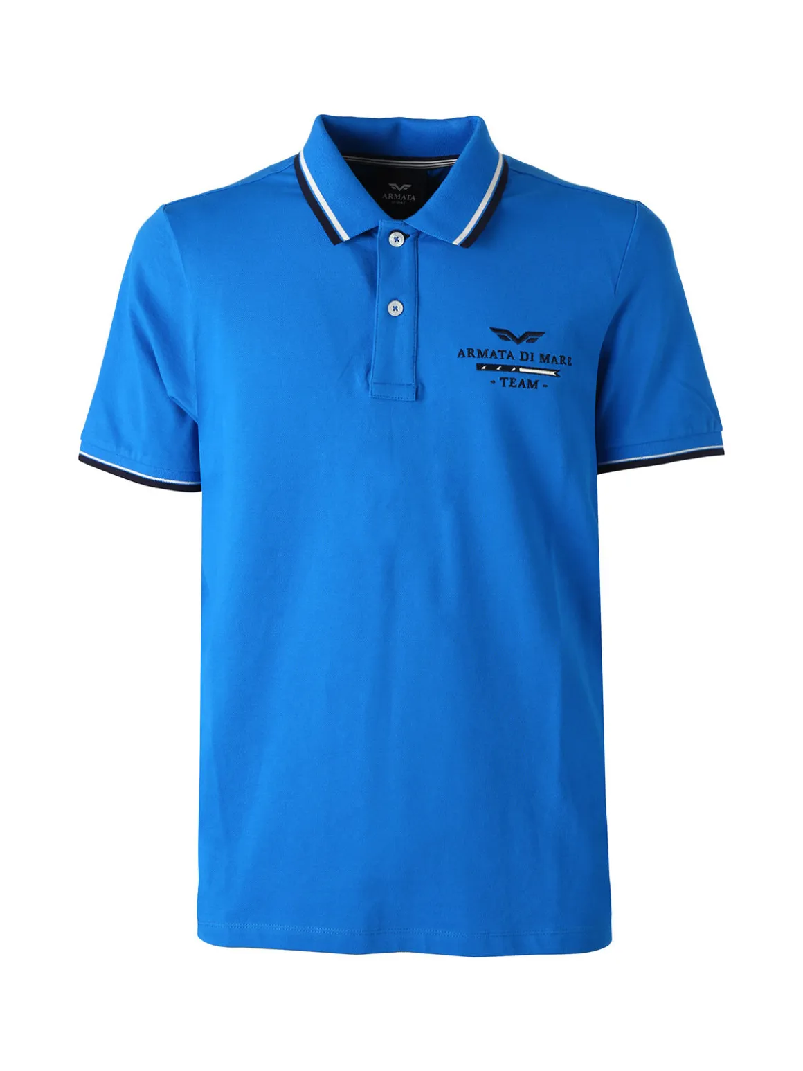 Armata Di Mare Polo da uomo in cotone a maniche corte con stampa - blu
