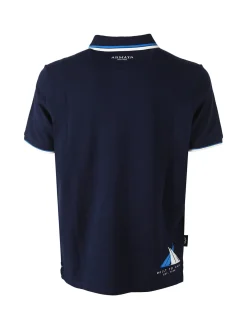 Armata Di Mare Polo da uomo in cotone a maniche corte con stampa - blu scuro