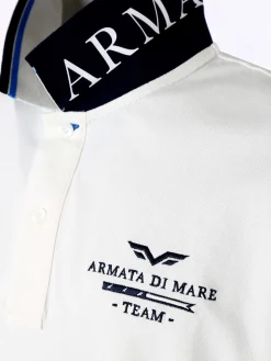 Armata Di Mare Polo da uomo in cotone a maniche corte con stampa - panna