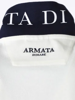 Armata Di Mare Polo da uomo in cotone a maniche corte con stampa - panna