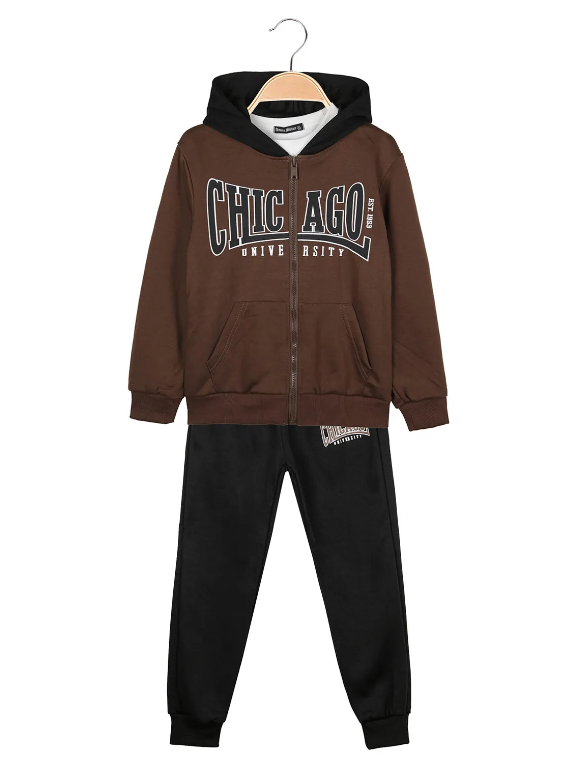 Armata Militare Completo 3 pezzi da bambino con cappuccio e zip - marrone