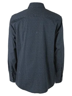 Ascot Sport Camicia da uomo con stampe in cotone elasticizzato - blu scuro