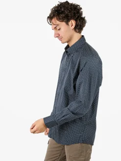 Ascot Sport Camicia da uomo con stampe in cotone elasticizzato - blu scuro