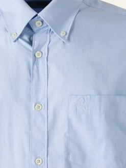 Ascot Sport Camicia da uomo in cotone a maniche lunghe con taschino - azzurro