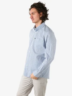 Ascot Sport Camicia da uomo in cotone a maniche lunghe con taschino e stampe - multicolore