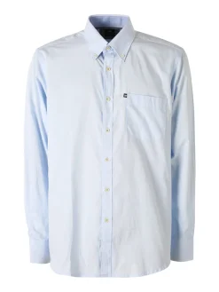 Ascot Sport Camicia da uomo in cotone a maniche lunghe con taschino - azzurro