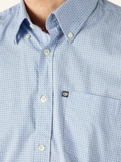 Ascot Sport Camicia da uomo in cotone a maniche lunghe con taschino - blu