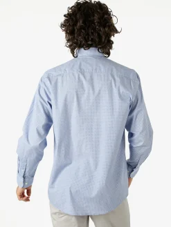 Ascot Sport Camicia da uomo in cotone stretch a maniche lunghe con taschino - blu