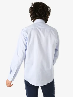 Ascot Sport Camicia da uomo in cotone a maniche lunghe con taschino - azzurro