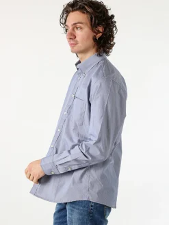 Ascot Sport Camicia da uomo in cotone a maniche lunghe con stampa texture - blu scuro