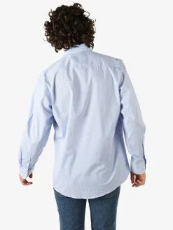 Ascot Sport Camicia da uomo in cotone stretch a maniche lunghe con taschino - blu