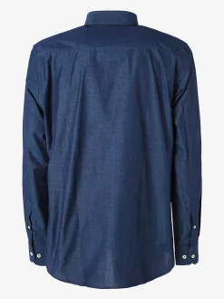 Ascot Sport Camicia da uomo in cotone a maniche lunghe con taschino - blu