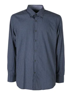 Ascot Sport Camicia da uomo in cotone a maniche lunghe con stampe - blu
