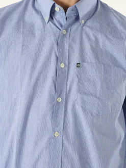 Ascot Sport Camicia da uomo in cotone a maniche lunghe con stampa texture - blu
