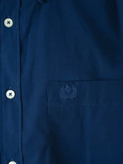 Ascot Sport Camicia da uomo in cotone a maniche lunghe con taschino - blu scuro