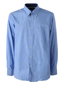 Ascot Sport Camicia da uomo in cotone a maniche lunghe con taschino - avion