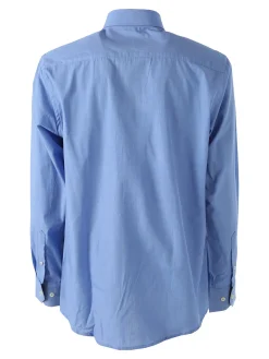Ascot Sport Camicia da uomo in cotone a maniche lunghe con taschino - avion