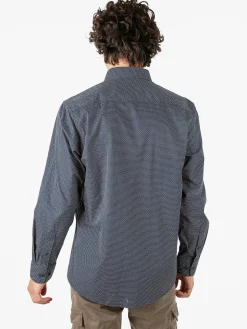 Ascot Sport Camicia da uomo in cotone a maniche lunghe con stampe - blu scuro