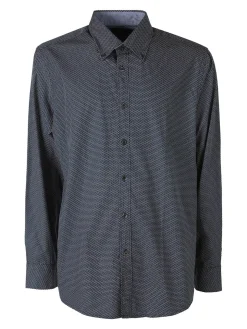 Ascot Sport Camicia da uomo in cotone a maniche lunghe con stampe - blu scuro
