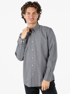 Ascot Sport Camicia da uomo in cotone a maniche lunghe con stampe - cielo
