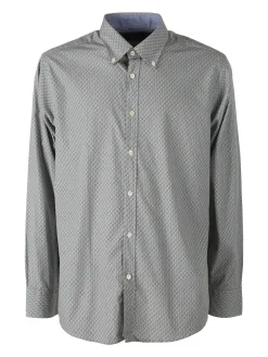 Ascot Sport Camicia da uomo in cotone a maniche lunghe con stampe - grigio