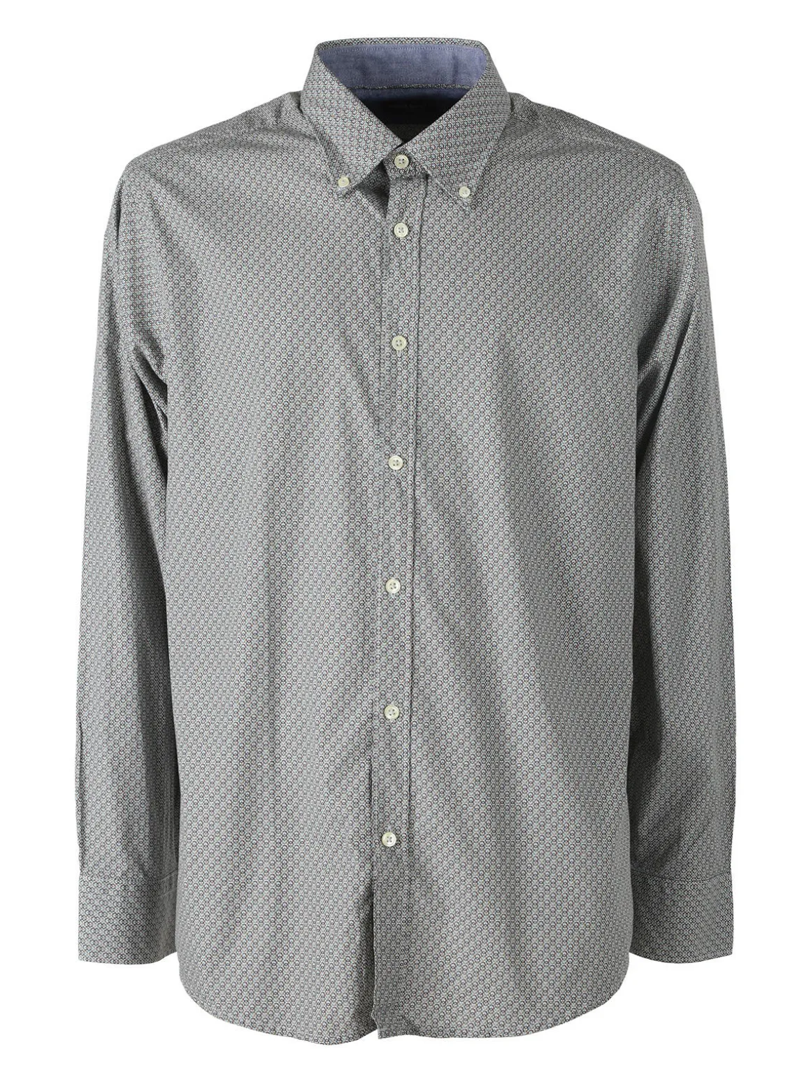 Ascot Sport Camicia da uomo in cotone a maniche lunghe con stampe - grigio