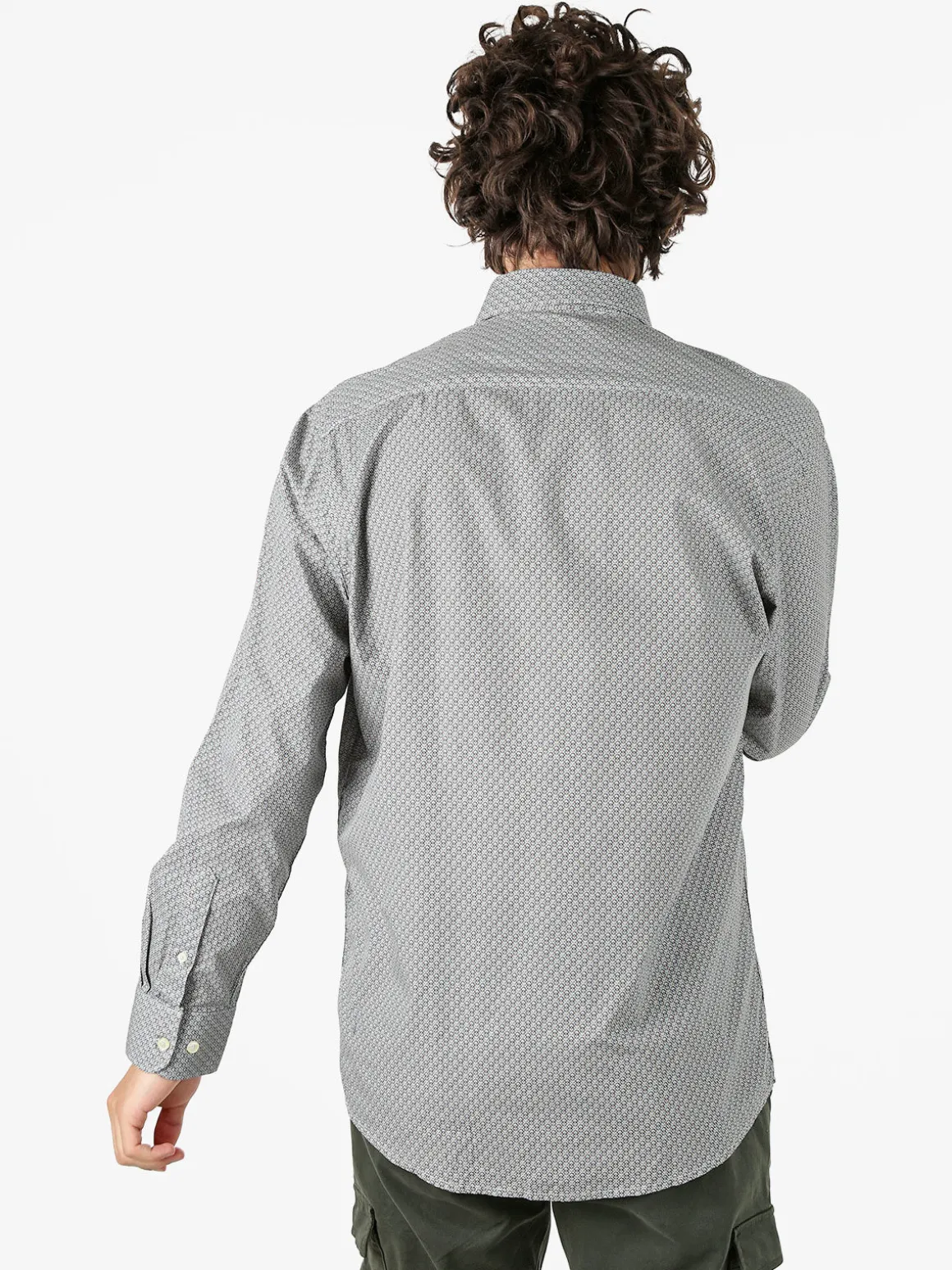 Ascot Sport Camicia da uomo in cotone a maniche lunghe con stampe - grigio