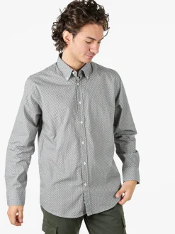 Ascot Sport Camicia da uomo in cotone a maniche lunghe con stampe - grigio