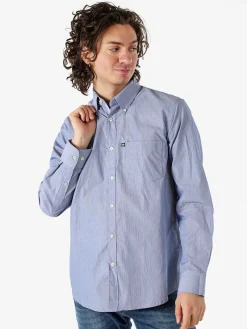 Ascot Sport Camicia da uomo rigata in cotone a maniche lunghe - blu