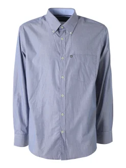 Ascot Sport Camicia da uomo rigata in cotone a maniche lunghe - blu