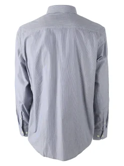 Ascot Sport Camicia rigata da uomo in cotone a maniche lunghe - blu