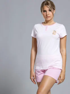 A Sette Pigiama corto da donna in cotone - rosa