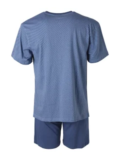 A Sette Pigiama corto da uomo in cotone - blu