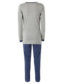 A Sette Pigiama lungo da donna in cotone con stampa orsacchiotto e pantaloni a pois - grigio
