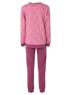 A Sette Pigiama lungo da donna in cotone interlock con stampa disegni - rosa