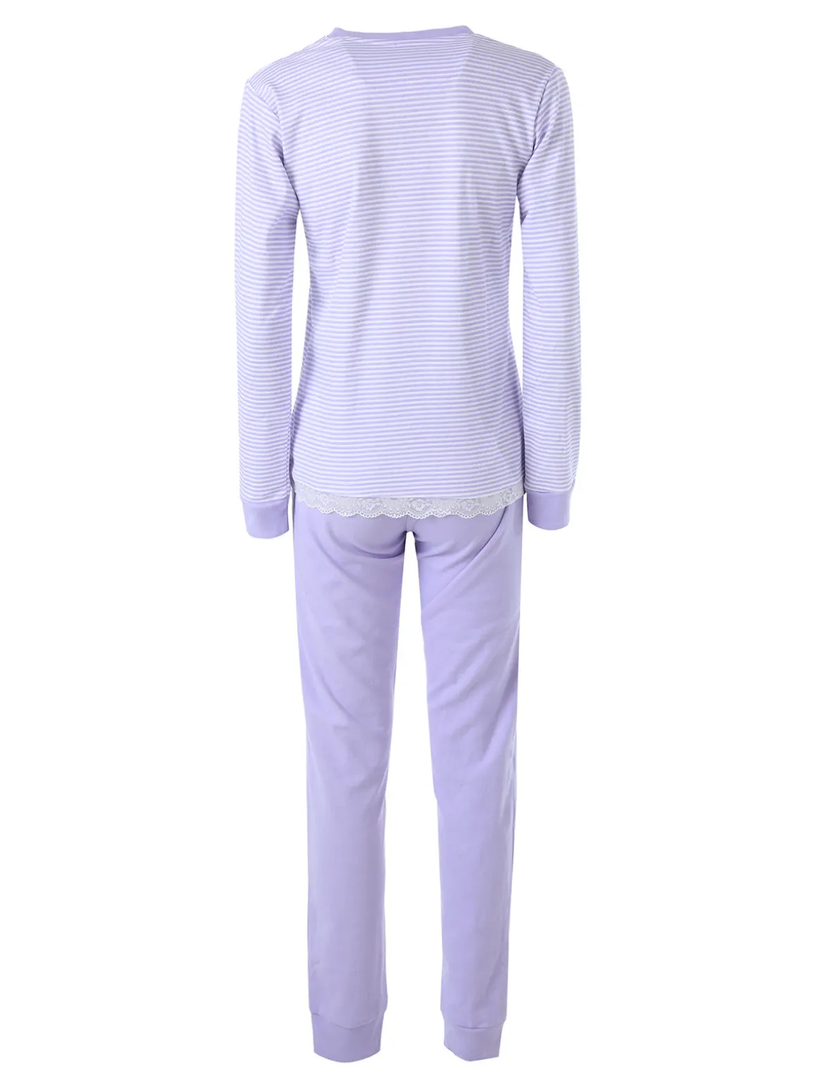 A Sette Pigiama lungo da donna in cotone interlock con maglia a righe - lilla