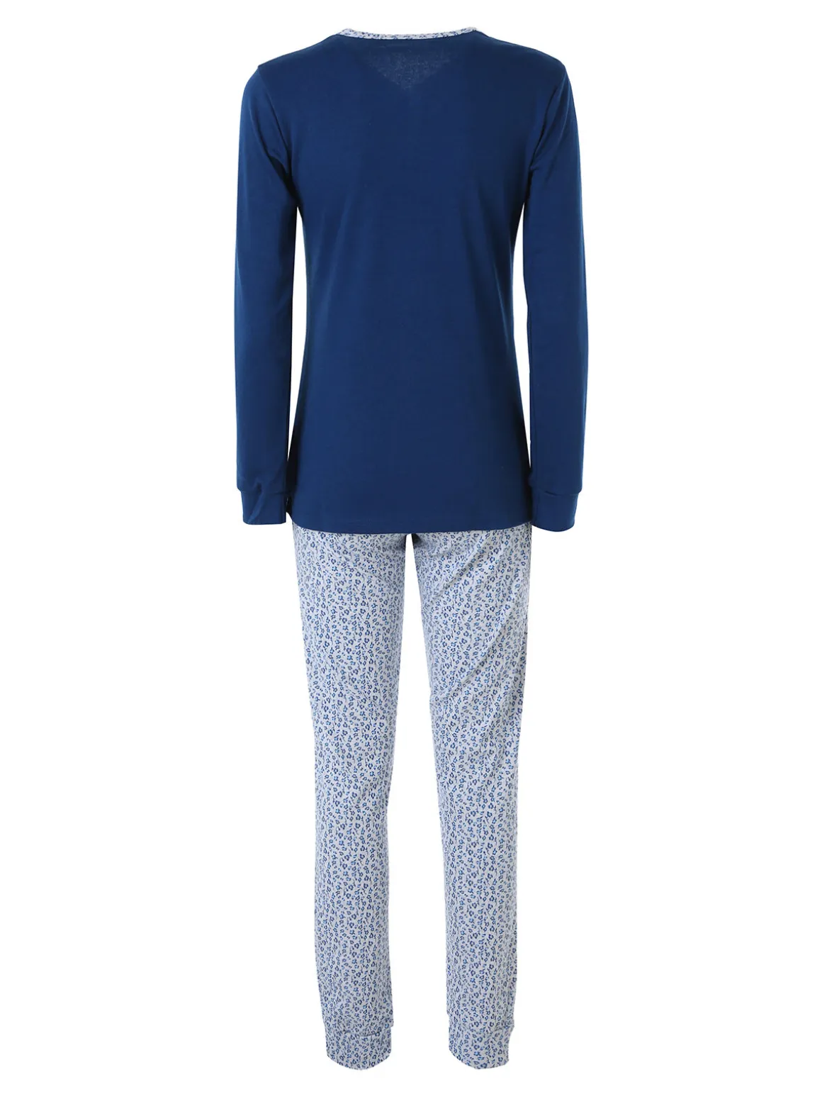 A Sette Pigiama lungo da donna in cotone interlock con pantaloni a stampa fiori - blu