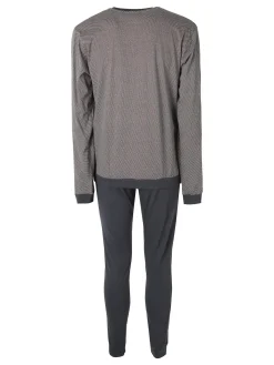 A Sette Pigiama lungo da uomo in cotone - grigio