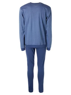 A Sette Pigiama lungo da uomo in cotone - blu