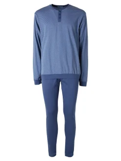 A Sette Pigiama lungo da uomo in cotone - blu