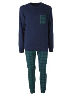 A Sette Pigiama lungo da uomo in cotone interlock - grigio