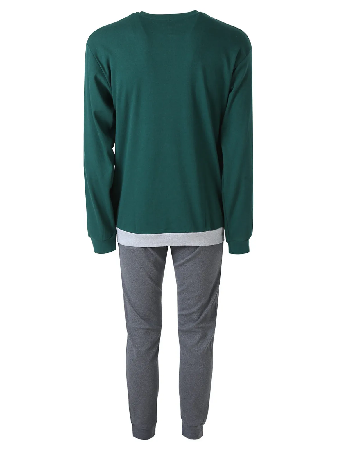 A Sette Pigiama lungo da uomo in cotone interlock con taschino e pantaloni a righe sottili - blu scuro